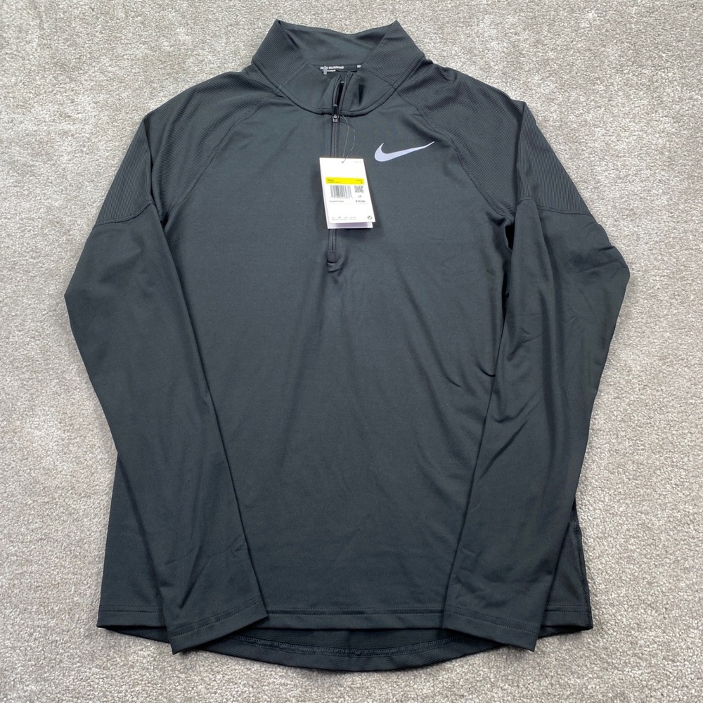 Nike Running Dri-FIT Pullover Mens Small Black Quarter-Zip AH8973-010
